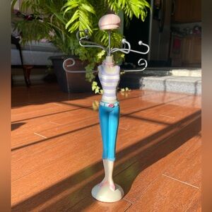 Whimsical Striped Mannequin 12 Inch Jewelry Holder